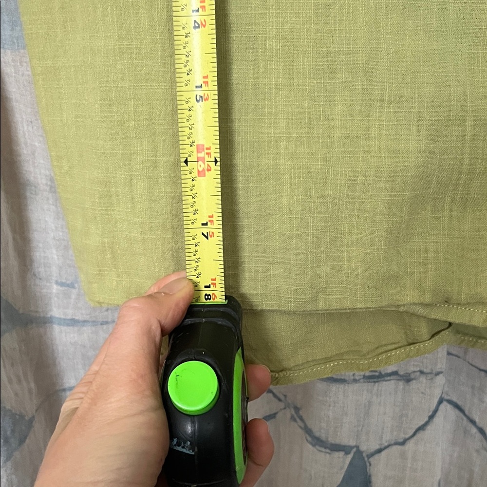 Mod Ref Olive Green Linen Button-Front Short Slee… - image 3